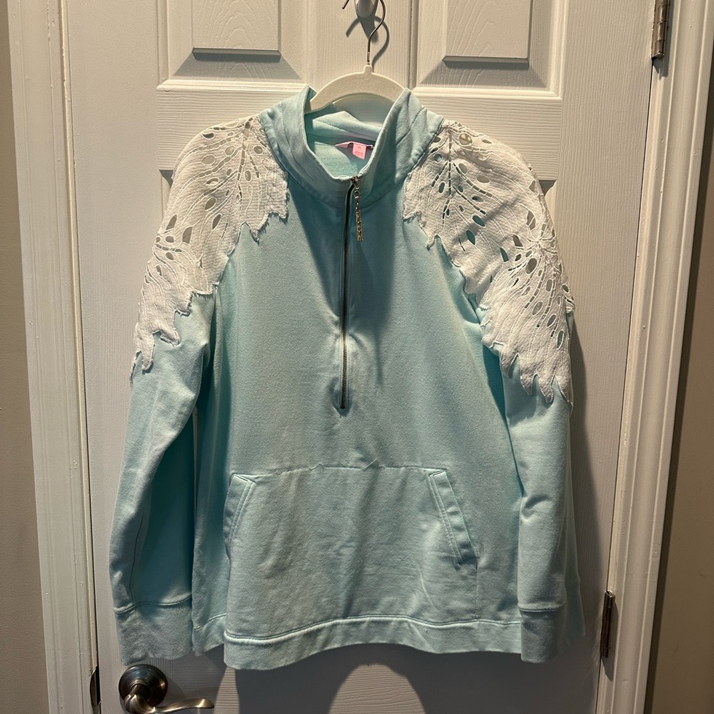 Lilly Pulitzer zipper pullover. Teal green. Size XL